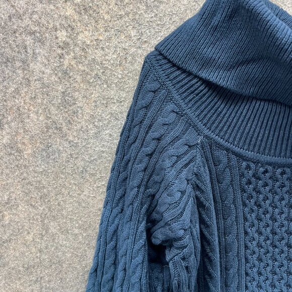 Tommy Hilfiger Sweater Womens XXL Blue Cable Knit Cowl Neck Tie Dye Fleece - Picture 7 of 13